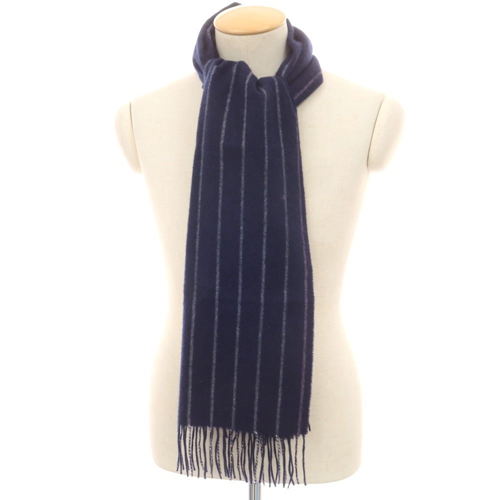 【中古】フェアファクス FAIRFAX カシミヤ ストライプ マフラー ネイビーxホワイト【 状態ランクB 】【 メンズ 】