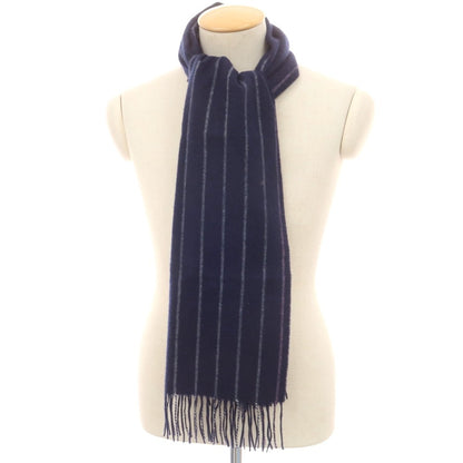 【中古】フェアファクス FAIRFAX カシミヤ ストライプ マフラー ネイビーxホワイト【 状態ランクB 】【 メンズ 】