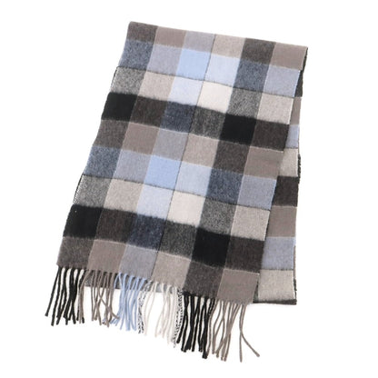 【中古】アクアスキュータム Aquascutum ウール系 チェック マフラー ウォームグレーxライトブルー【 状態ランクB 】【 メンズ 】