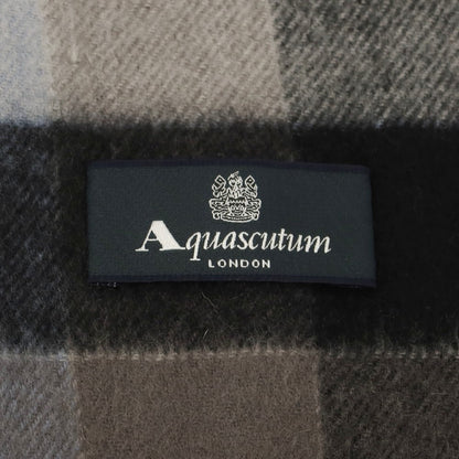 【中古】アクアスキュータム Aquascutum ウール系 チェック マフラー ウォームグレーxライトブルー【 状態ランクB 】【 メンズ 】