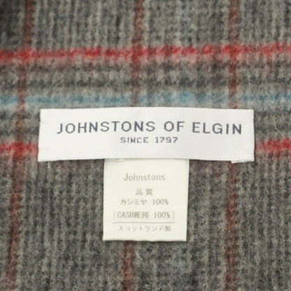 【中古】ジョンストンズ JOHNSTONS カシミヤ チェック マフラー グレーxレッド【 状態ランクB 】【 メンズ 】