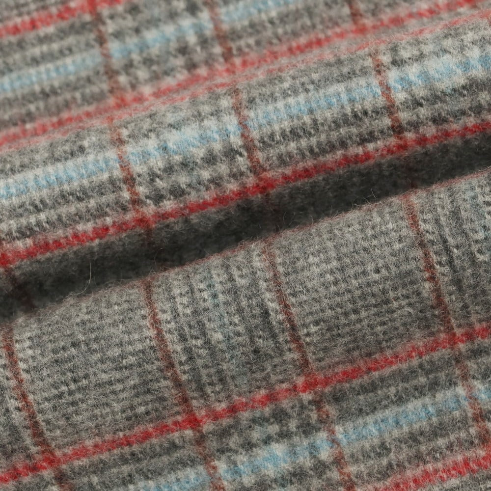 【中古】ジョンストンズ JOHNSTONS カシミヤ チェック マフラー グレーxレッド【 状態ランクB 】【 メンズ 】