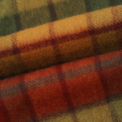 【中古】ジョンストンズ JOHNSTONS カシミヤ チェック マフラー カーキxブリックレッド【 状態ランクB 】【 メンズ 】