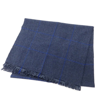 【中古】ジョシュアエリス Joshua Ellis ウール チェック マフラー グレーxネイビー【 状態ランクA 】【 メンズ 】