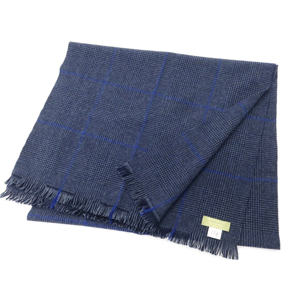 【中古】ジョシュアエリス Joshua Ellis ウール チェック マフラー グレーxネイビー【 状態ランクA 】【 メンズ 】