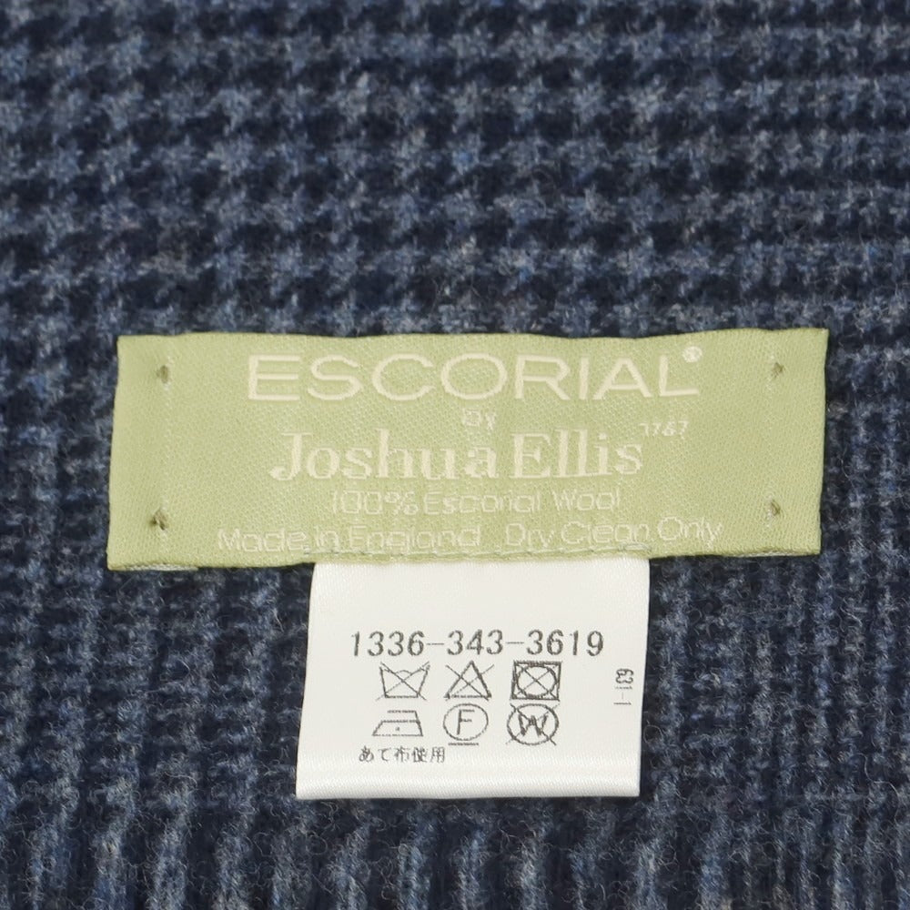 【中古】ジョシュアエリス Joshua Ellis ウール チェック マフラー グレーxネイビー【 状態ランクA 】【 メンズ 】