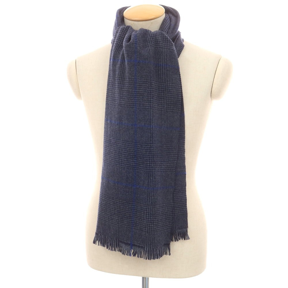 【中古】ジョシュアエリス Joshua Ellis ウール チェック マフラー グレーxネイビー【 状態ランクA 】【 メンズ 】