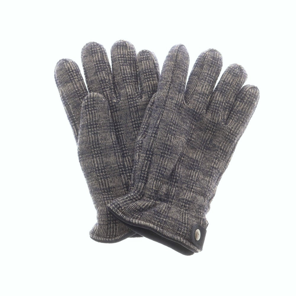 【中古】アルポ ALPO ウール グレンチェック フリースライニング 手袋 グローブ ネイビーxベージュ【 状態ランクB 】【 メンズ 】