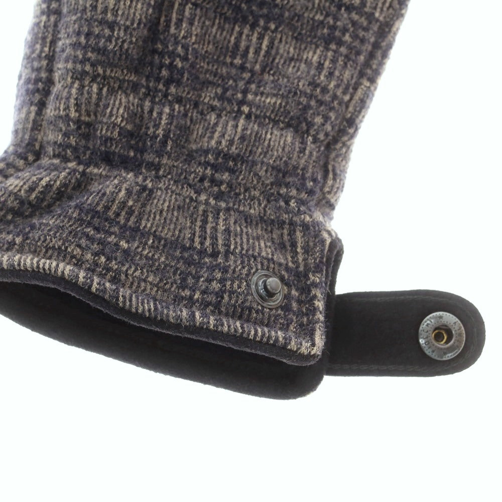 【中古】アルポ ALPO ウール グレンチェック フリースライニング 手袋 グローブ ネイビーxベージュ【 状態ランクB 】【 メンズ 】