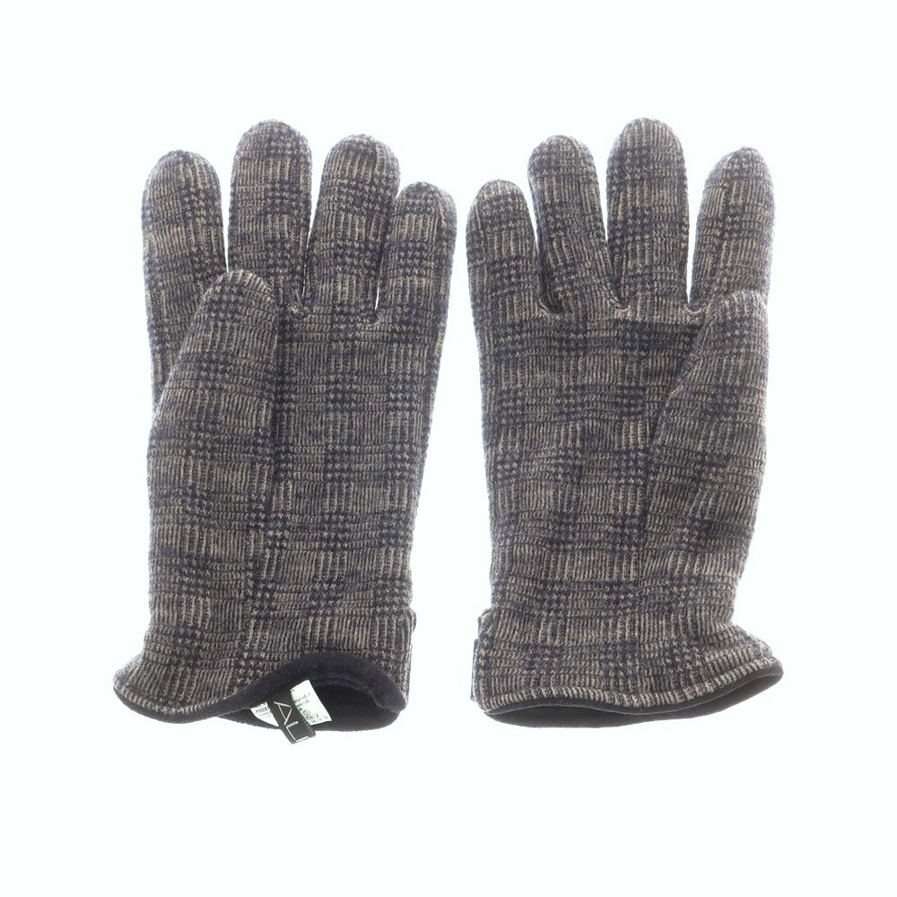 【中古】アルポ ALPO ウール グレンチェック フリースライニング 手袋 グローブ ネイビーxベージュ【 状態ランクB 】【 メンズ 】