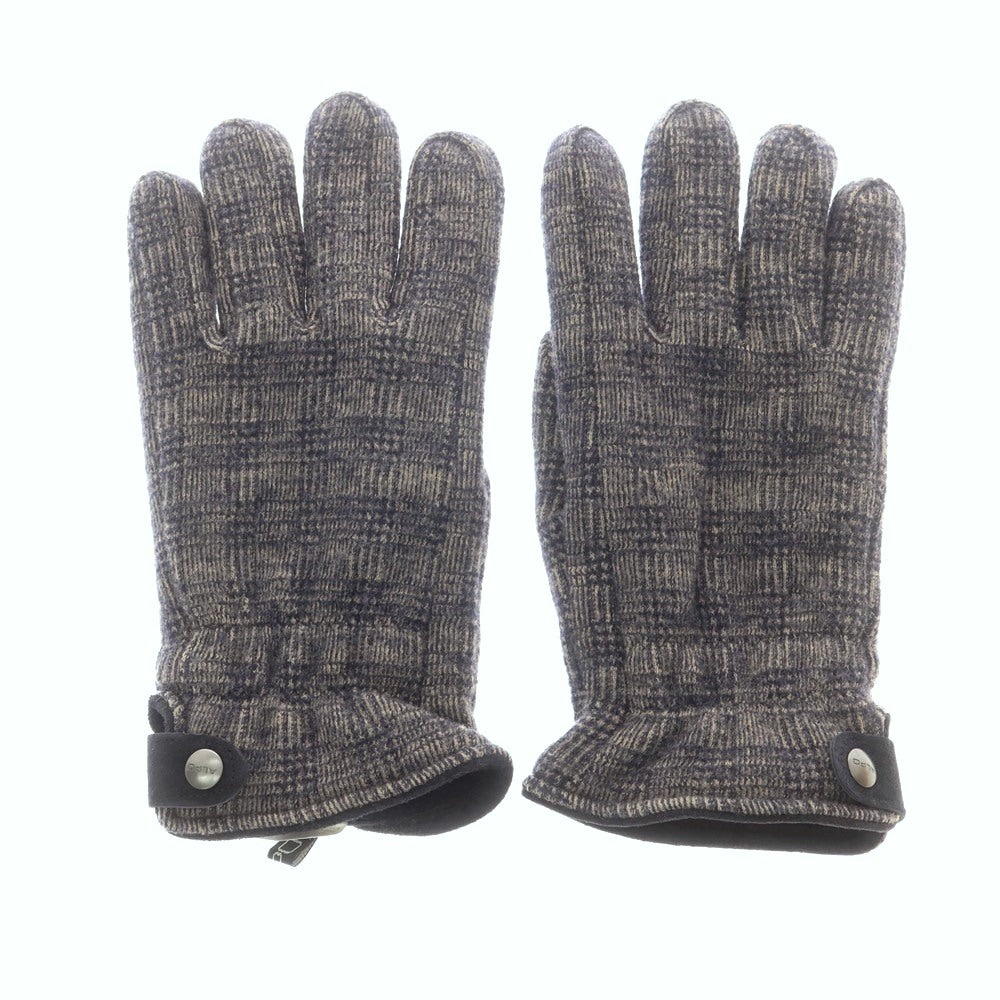 【中古】アルポ ALPO ウール グレンチェック フリースライニング 手袋 グローブ ネイビーxベージュ【 状態ランクB 】【 メンズ 】