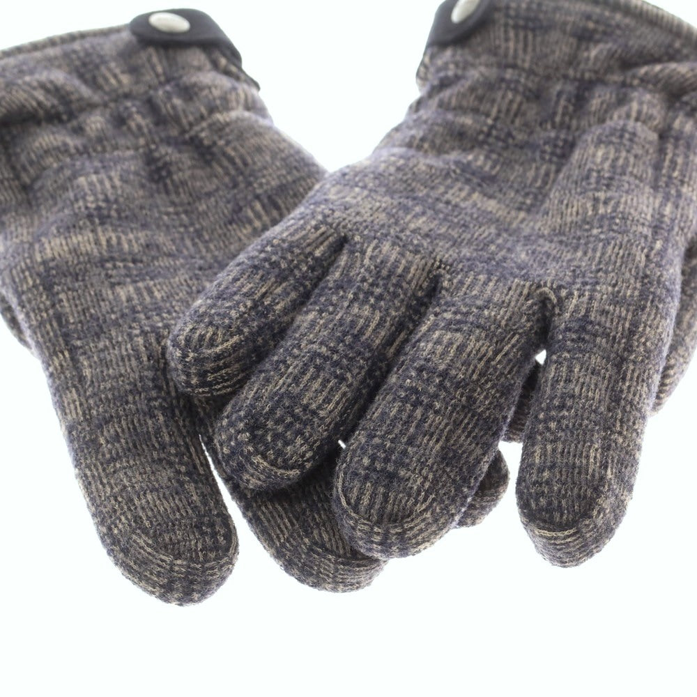 【中古】アルポ ALPO ウール グレンチェック フリースライニング 手袋 グローブ ネイビーxベージュ【 状態ランクB 】【 メンズ 】 [CPD]
