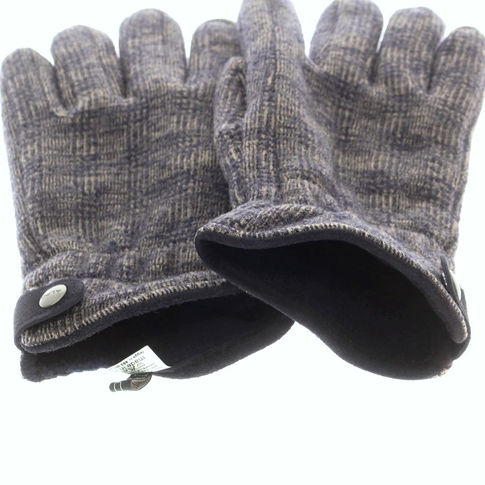 【中古】アルポ ALPO ウール グレンチェック フリースライニング 手袋 グローブ ネイビーxベージュ【 状態ランクB 】【 メンズ 】