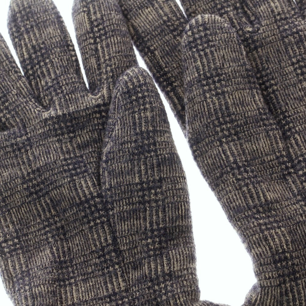 【中古】アルポ ALPO ウール グレンチェック フリースライニング 手袋 グローブ ネイビーxベージュ【 状態ランクB 】【 メンズ 】