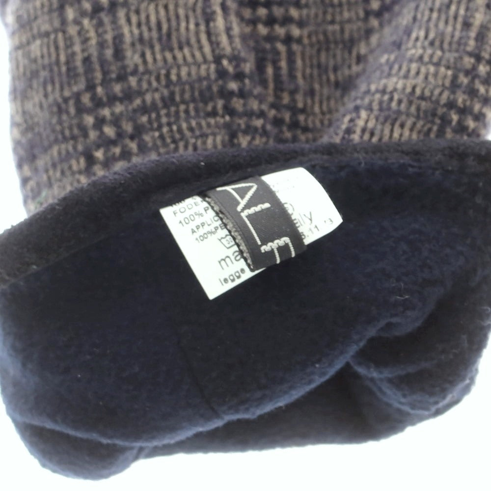 【中古】アルポ ALPO ウール グレンチェック フリースライニング 手袋 グローブ ネイビーxベージュ【 状態ランクB 】【 メンズ 】