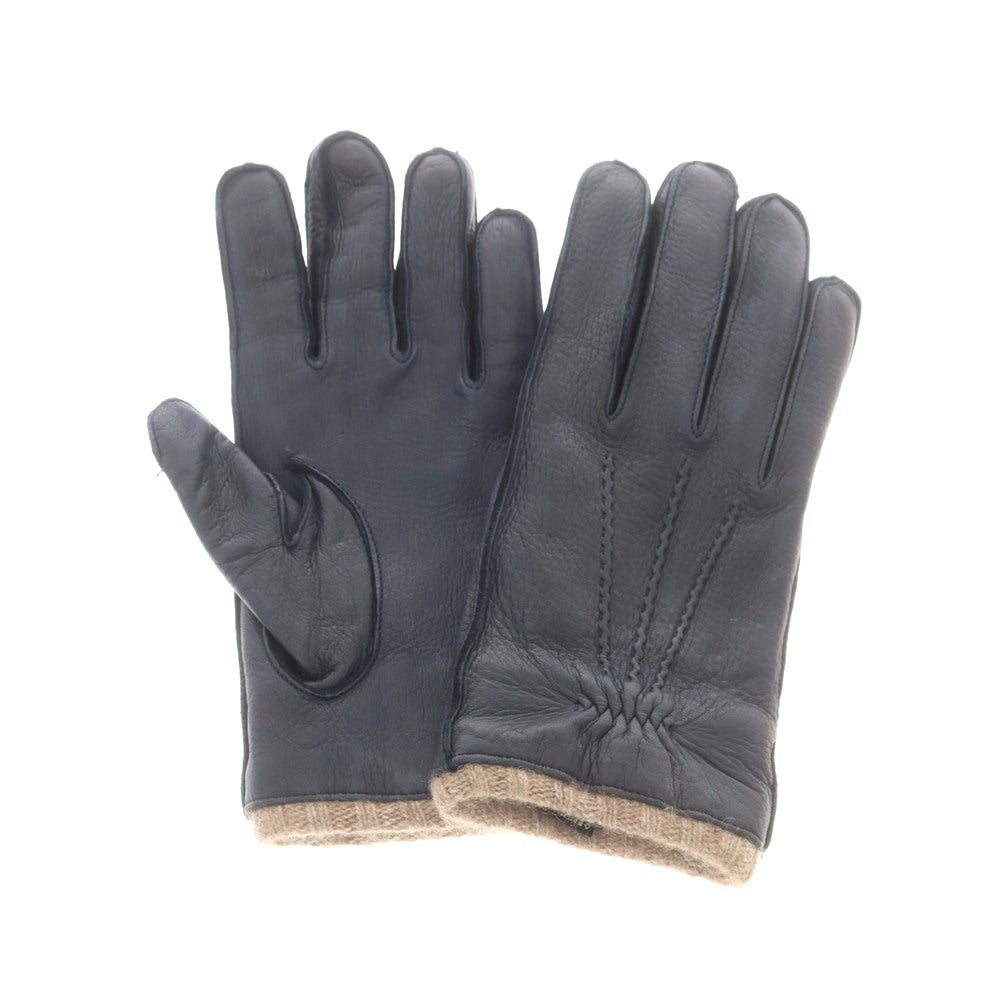 【中古】アルポ ALPO レザー カシミヤライニング 手袋 グローブ ネイビー【 8 1/2 】【 状態ランクB 】【 メンズ 】