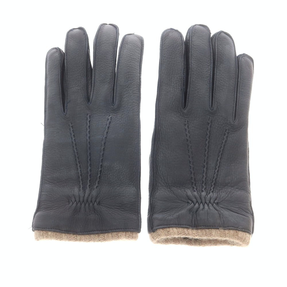 【中古】アルポ ALPO レザー カシミヤライニング 手袋 グローブ ネイビー【 8 1/2 】【 状態ランクB 】【 メンズ 】