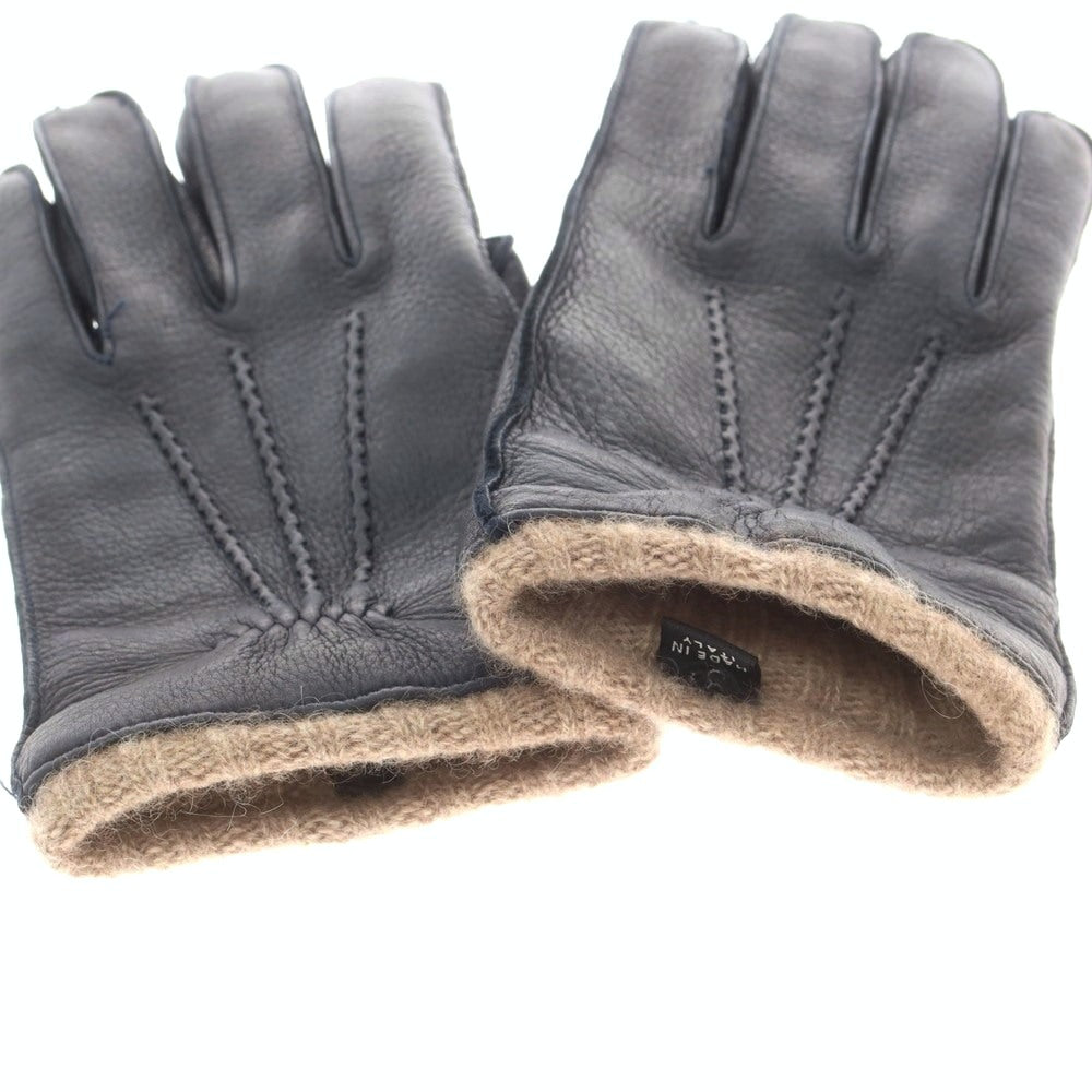 【中古】アルポ ALPO レザー カシミヤライニング 手袋 グローブ ネイビー【 8 1/2 】【 状態ランクB 】【 メンズ 】