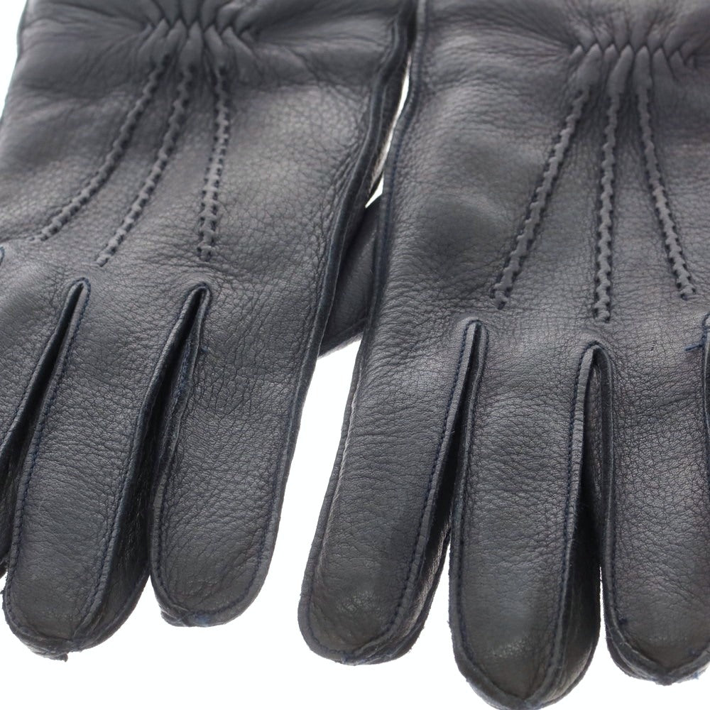 【中古】アルポ ALPO レザー カシミヤライニング 手袋 グローブ ネイビー【 8 1/2 】【 状態ランクB 】【 メンズ 】