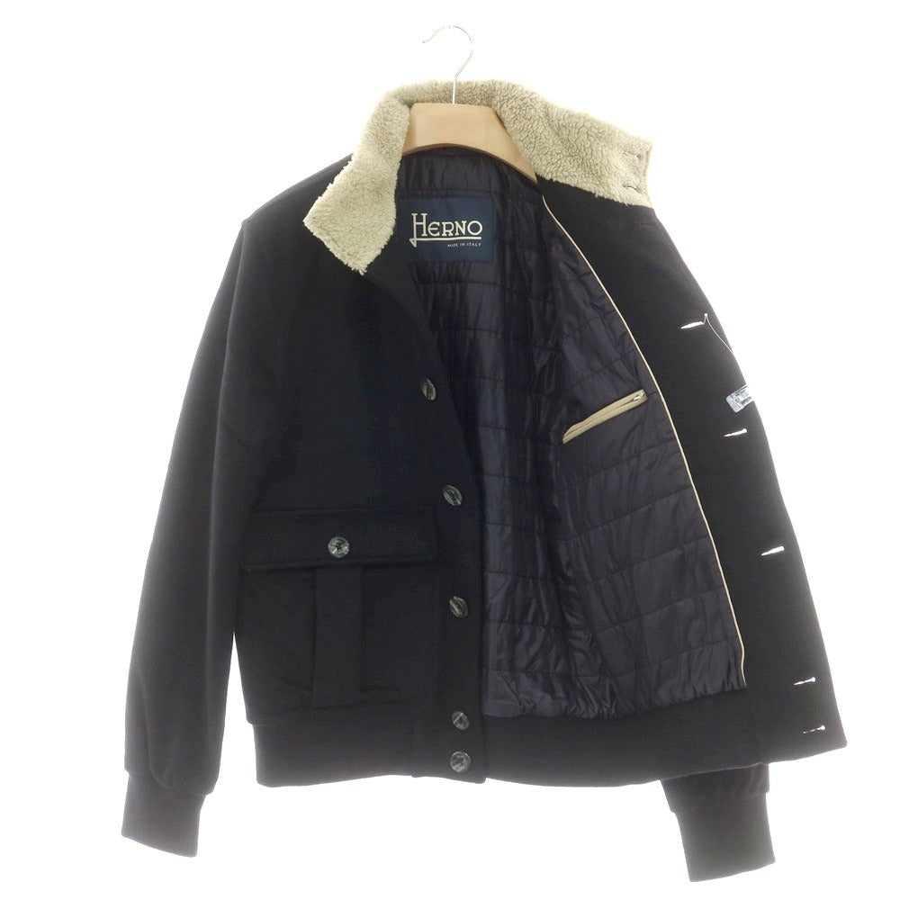 【中古】ヘルノ Herno ウールカシミヤ 中綿 バルスタリーノブルゾン ブラック【 48 】【 状態ランクB 】【 メンズ 】