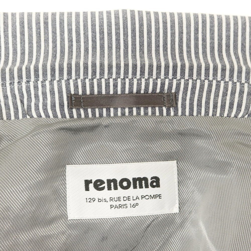 【中古】レノマ renoma EDIFICEコラボ シアサッカーコットン ダブルスーツ ライトグレーxホワイト【 46 】【 状態ランクB 】【 メンズ 】