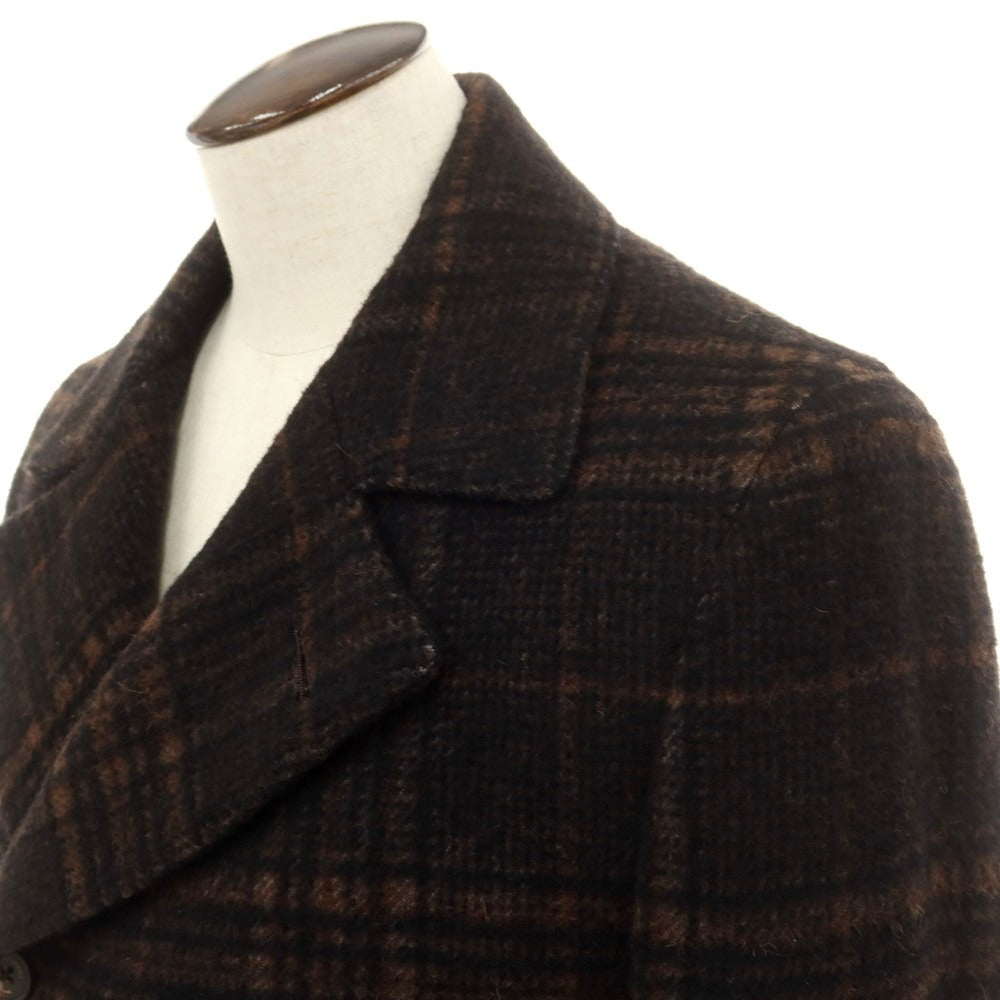 【中古】バニョーリサルトリアナポリ BAGNOLI SARTORIA NAPOLI アルパカウール チェック ダブルブレストコート ブラックxブラウン【 52 】【 状態ランクB 】【 メンズ 】