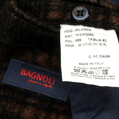 【中古】バニョーリサルトリアナポリ BAGNOLI SARTORIA NAPOLI アルパカウール チェック ダブルブレストコート ブラックxブラウン【 52 】【 状態ランクB 】【 メンズ 】