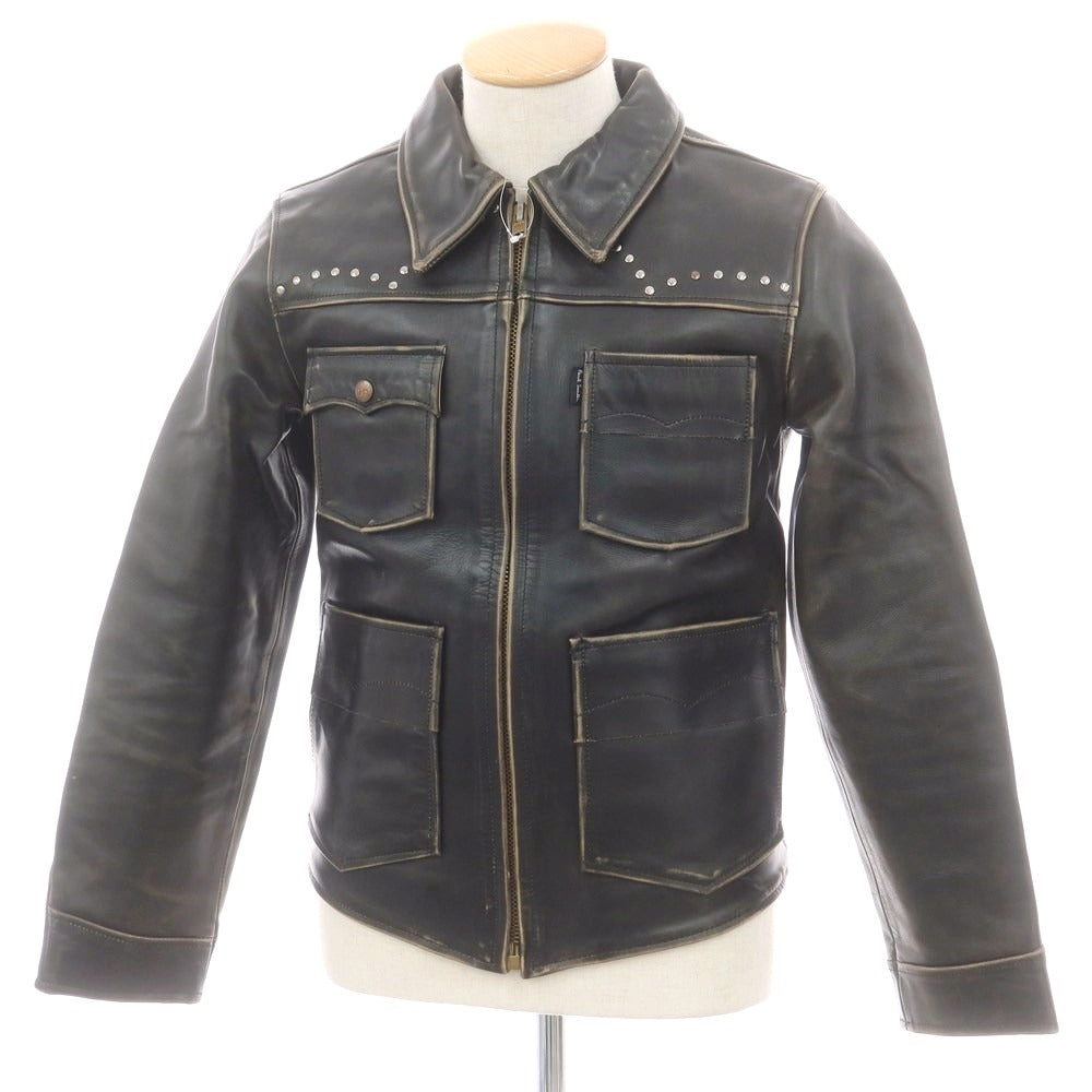 【中古】レッドイヤー ポールスミス RED EAR PAUL SMITH スタッズ レザーブルゾン ブラック【 M 】【 状態ランクC 】【 メンズ 】