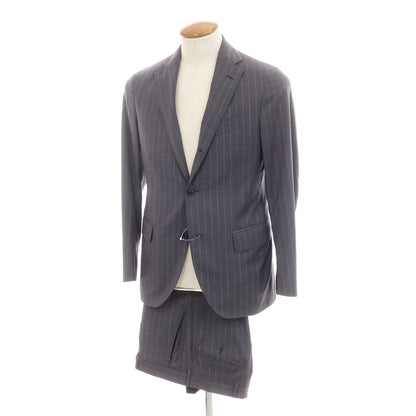 【中古】ラルディーニ LARDINI ウール ストライプ 3つボタンスーツ ダークグレー【 46 】【 状態ランクC 】【 メンズ 】