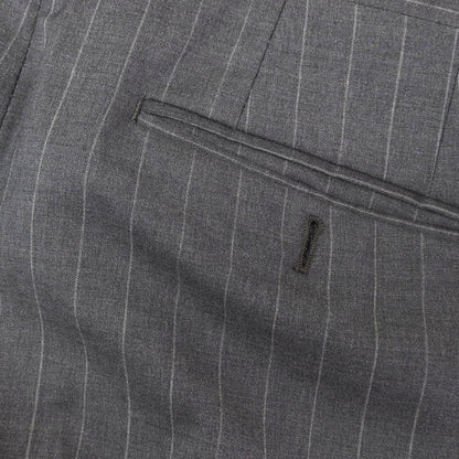 【中古】ラルディーニ LARDINI ウール ストライプ 3つボタンスーツ ダークグレー【 46 】【 状態ランクC 】【 メンズ 】