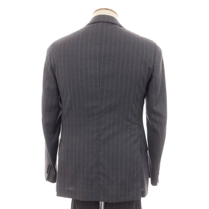 【中古】ラルディーニ LARDINI ウール ストライプ 3つボタンスーツ ダークグレー【 46 】【 状態ランクC 】【 メンズ 】