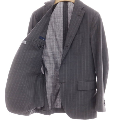 【中古】ラルディーニ LARDINI ウール ストライプ 3つボタンスーツ ダークグレー【 46 】【 状態ランクC 】【 メンズ 】