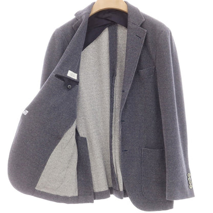 【中古】バーニーズニューヨーク BARNEYS NEWYORK コットンジャージー 3B カジュアルジャケット ネイビーxホワイト【 50 】【 状態ランクC 】【 メンズ 】