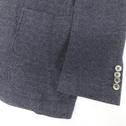 【中古】バーニーズニューヨーク BARNEYS NEWYORK コットンジャージー 3B カジュアルジャケット ネイビーxホワイト【 50 】【 状態ランクC 】【 メンズ 】