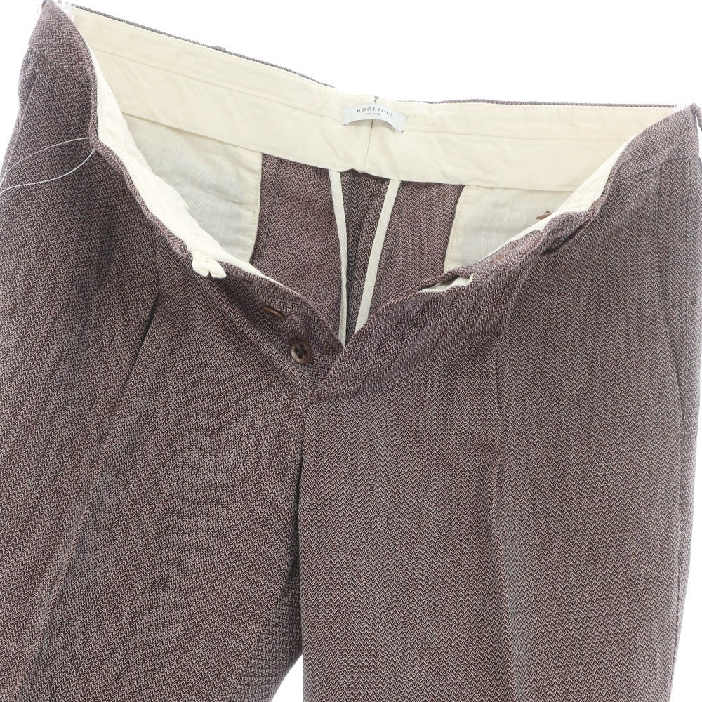 [Used] BOGLIOLI Cotton Linen Casual Slacks Pants Brown x Black x White [50] [Condition Rank B] [Men&