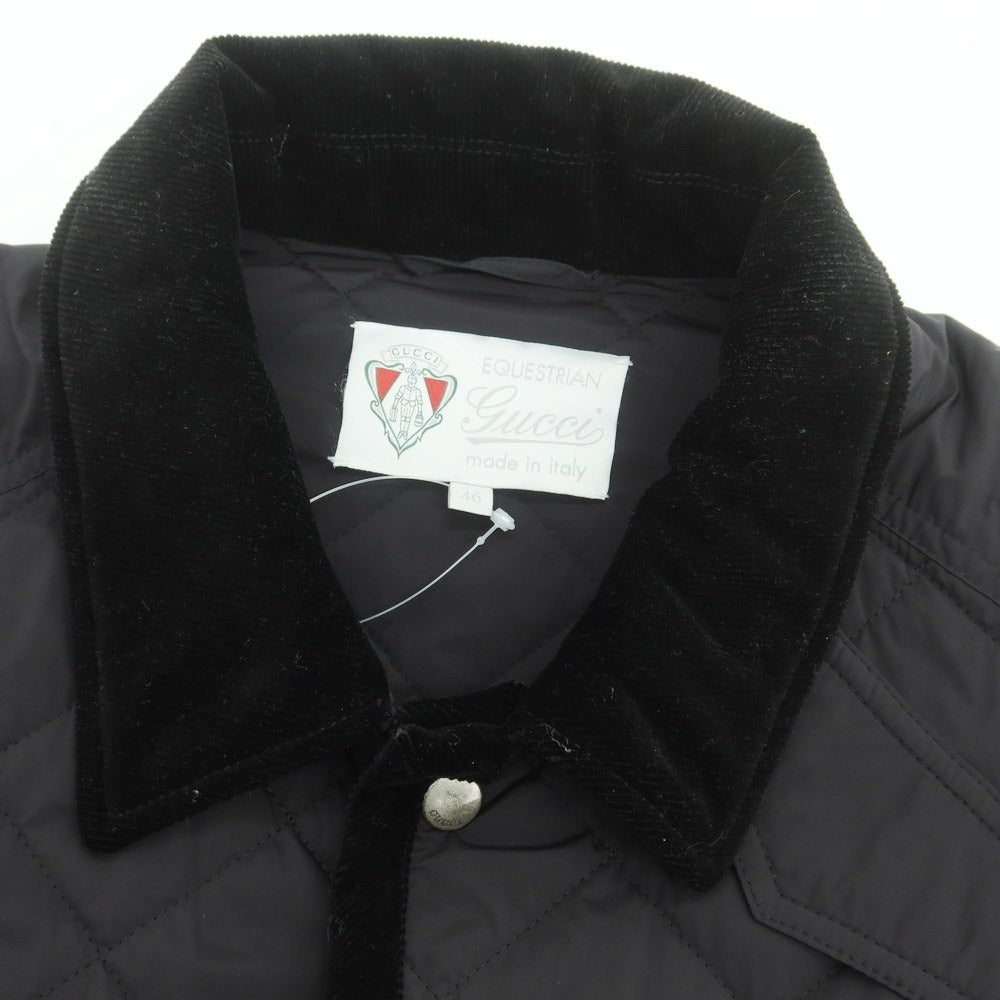 【中古】グッチ GUCCI ナイロンポリウレタン 中綿 キルティングブルゾン ブラック【 46 】【 状態ランクB 】【 メンズ 】
