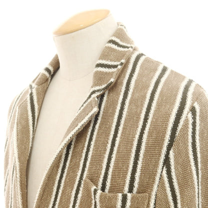 【中古】アルテア Altea ストライプ コットンリネンナイロン ニットジャケット ブラウンベージュxオリーブ【 S 】【 状態ランクB 】【 メンズ 】