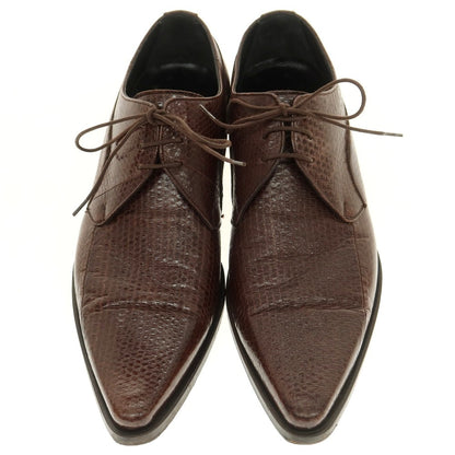 【中古】ドルチェアンドガッバーナ DOLCE&amp;GABBANA 型押しレザー ポインテッドトゥ シューズ ブラウン【 5 】【 状態ランクB 】【 メンズ 】