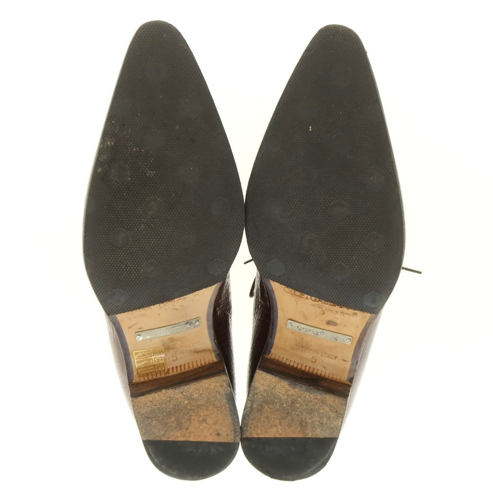 【中古】ドルチェアンドガッバーナ DOLCE&amp;GABBANA 型押しレザー ポインテッドトゥ シューズ ブラウン【 5 】【 状態ランクB 】【 メンズ 】