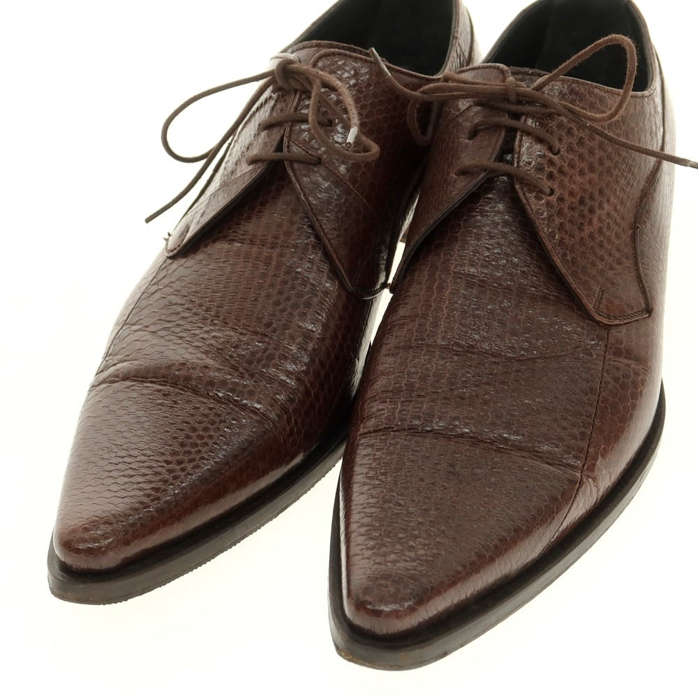 【中古】ドルチェアンドガッバーナ DOLCE&amp;GABBANA 型押しレザー ポインテッドトゥ シューズ ブラウン【 5 】【 状態ランクB 】【 メンズ 】