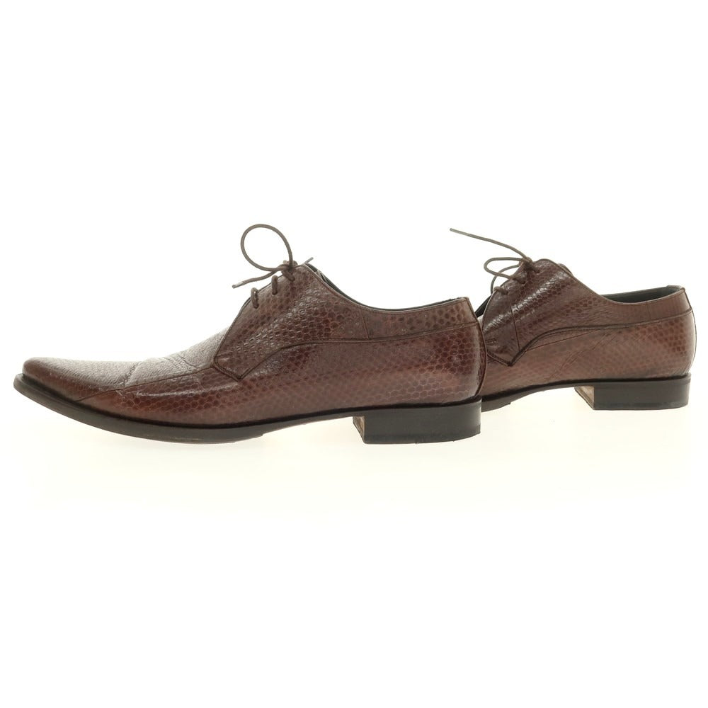 【中古】ドルチェアンドガッバーナ DOLCE&amp;GABBANA 型押しレザー ポインテッドトゥ シューズ ブラウン【 5 】【 状態ランクB 】【 メンズ 】