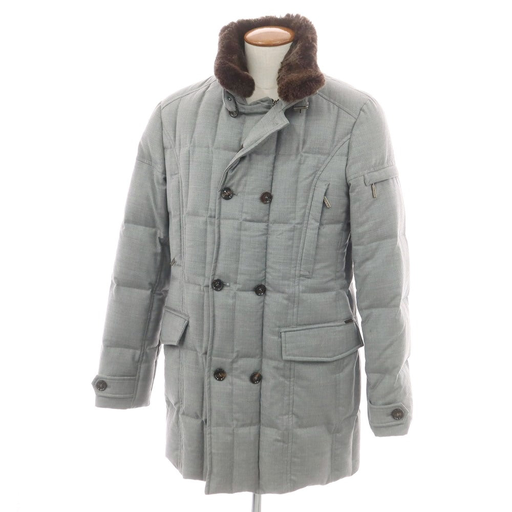 【中古】ムーレー MOORER ウール スタンドカラー ダウンコート ライトグレー【 48 】【 状態ランクC 】【 メンズ 】