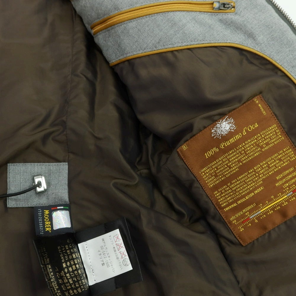 【中古】ムーレー MOORER ウール スタンドカラー ダウンコート ライトグレー【 48 】【 状態ランクC 】【 メンズ 】