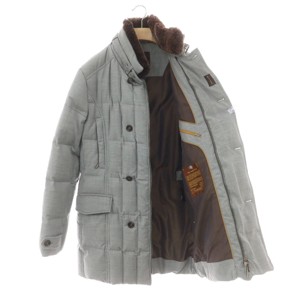 【中古】ムーレー MOORER ウール スタンドカラー ダウンコート ライトグレー【 48 】【 状態ランクC 】【 メンズ 】