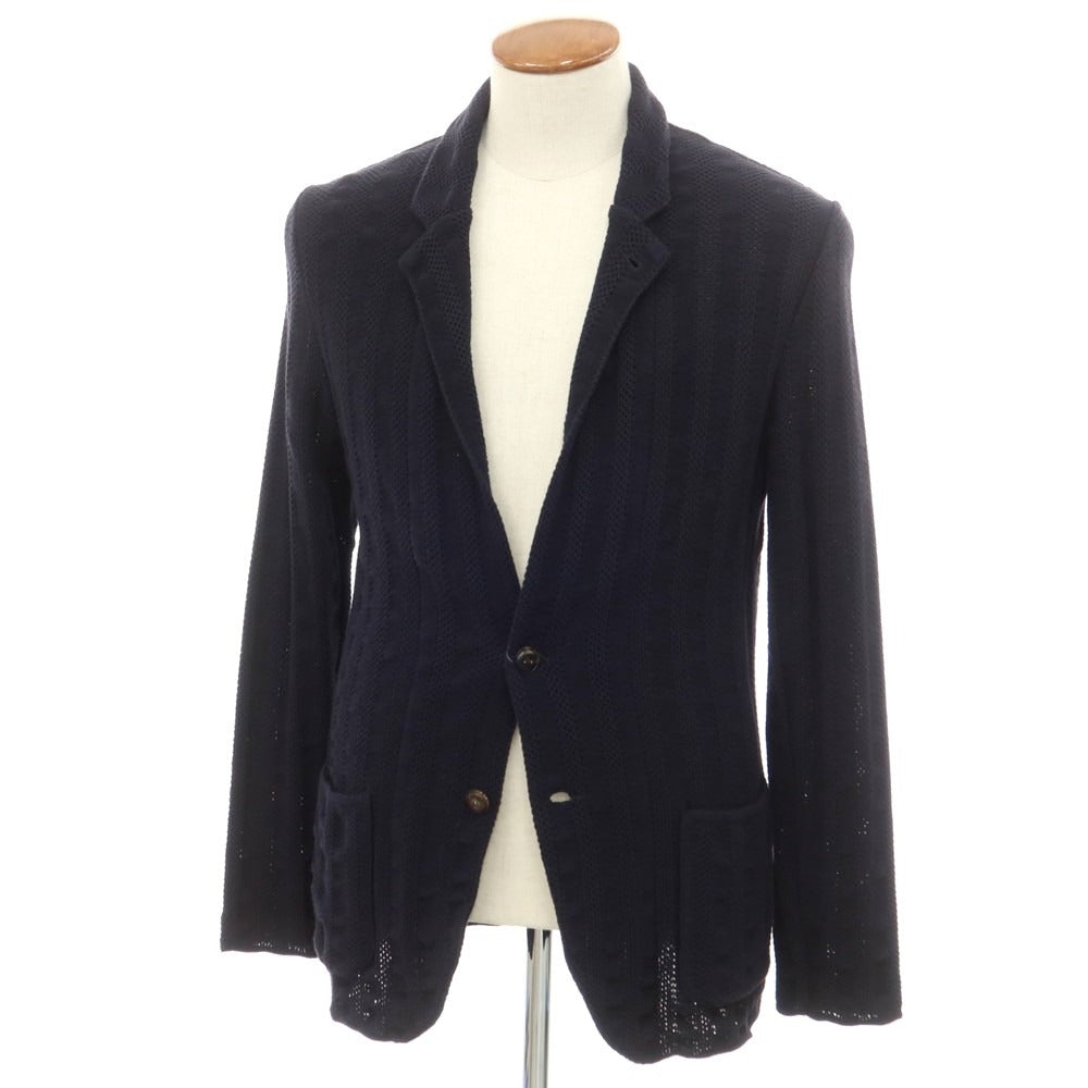 【中古】ラルディーニ LARDINI コットン ニットジャケット ネイビー【 M 】【 状態ランクC 】【 メンズ 】