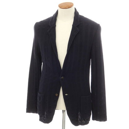 【中古】ラルディーニ LARDINI コットン ニットジャケット ネイビー【 M 】【 状態ランクC 】【 メンズ 】
