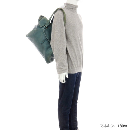 【中古】ステファノマーノ STEFANOMANO レザー フラップトートバッグ ブルーグリーン系【 状態ランクD 】【 メンズ 】