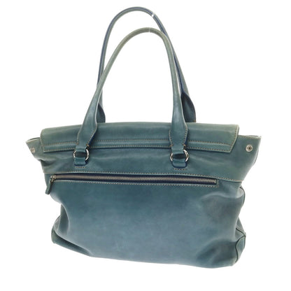 【中古】ステファノマーノ STEFANOMANO レザー フラップトートバッグ ブルーグリーン系【 状態ランクD 】【 メンズ 】