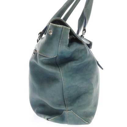 【中古】ステファノマーノ STEFANOMANO レザー フラップトートバッグ ブルーグリーン系【 状態ランクD 】【 メンズ 】