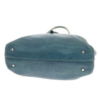 【中古】ステファノマーノ STEFANOMANO レザー フラップトートバッグ ブルーグリーン系【 状態ランクD 】【 メンズ 】